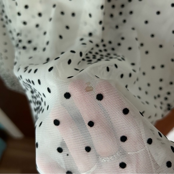 BCBGMAXAZRIA Black and White Polka Dot Strapless Tulle Dress - Picture 8 of 9